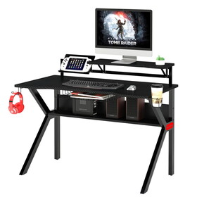 PVC Coated Ergonomic Metal Frame Gaming Desk with K Shape Legs, Black B05671833