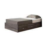 Grained Wooden Frame Twin Size Chest Bed with 3 Drawers, Distressed Gray B05671838