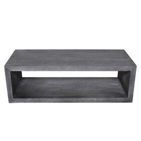 58" Cube Shape Wooden Coffee Table with Open Bottom Shelf, Charcoal Gray B05671856