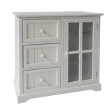 24 inch Paulownia Wood Accent Cabinet, 3 Drawers, 1 Glass Door, White B05671865