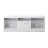 Hud 71 inch Modern TV Console Media Entertainment Center, 5 Open Compartments, 1 Sliding Door, White B05671892