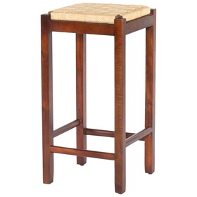 Mango Wood Barstool with Rope Weaved Seat, Brown B05671941