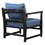 Malibu 27 inch Handcrafted Mango Wood Accent Chair, Fabric, Pillow Back, Open Frame, Blue, Black B05671977