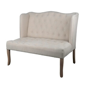 43 inch Traditional Loveseat, Wingback, Button Tufting, Cream Fabric B05672023