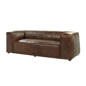 Faux Leather Upholstered Wooden Sofa, Brown B05672052