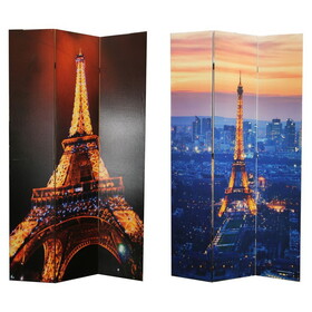 71 inch 3 Panel Room Divider, EIFFEL TOWER Digital Print, Multicolor B05672083
