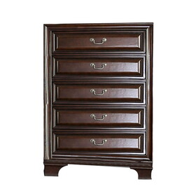 53 inch Modern Tall Dresser Chest, Wood, 5 Drawers, Molded, Cherry B05672112