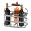 6 Bottle Farmhouse Metal Wine Holder with Wooden Handle, Gray B05691082