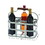 6 Bottle Farmhouse Metal Wine Holder with Wooden Handle, Gray B05691082