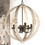 Calder Wooden Orb Shape Chandelier with Metal Chain and Six Bulb Holders, White B05691097