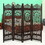 Handcrafted Wooden 4 Panel Room Divider Screen Featuring Lotus Pattern Reversible B05691101