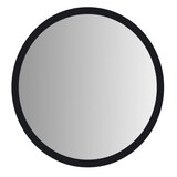 28 inch Round Wooden Floating Beveled Wall Mirror, Black B05691153
