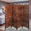 80 inch Handcrafted 4 Panel Carved Wood Room Divider Screen, Intricate Cutout Details, Brown B05691182