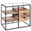 35 inch Handcrafted Modern Glass Table, Storage Shelves, 3 Drawers, Metal Frame, Natural Brown and Black B05691275