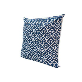 18 x 18 Square Accent Pillow, Printed Trellis Pattern, Soft Cotton Cover with Filler, Blue, White B05691297