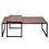 48, 27 inch 2 Piece Rectangular Wood Nesting Coffee and End Table Set, Sled Metal Base, Brown, Black B05691319