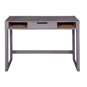 44 inch Minimalist Single Drawer, Mago Wood, Entryway Console Table Desk, Textured Groove Lines, Gray B05691324