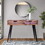 43 inch 2 Drawer Reclaimed Wood Console Table, Angled Legs, Multi Tone Pastel Accent, Brown, Black B05691352