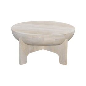 Tomas 32 inch Coffee Table, Mango Wood Drum Top, Classic Washed White B056P158004