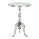 Traditional Style Aluminum Accent Table with Pedestal Base, Silver B056P158009