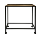 Aurelia 20 inch Artisanal Side End Table, Hammered Tray Top, Antique Bronze, Industrial Black Iron Frame B056P158030