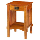 Spacious Mango Wood Telephone Stand with Slatted Side Panels, Brown B056P158033