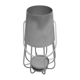 Ambient 12 inch Vintage Style Iron Candle Stand Lantern, Sleek Curved Handle, Metallic Silver B056P158043