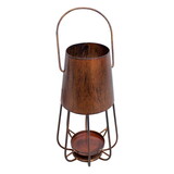 Ambient 12 inch Vintage Style Iron Candle Stand Lantern, Sleek Curved Handle, Rustic Bronze B056P158047