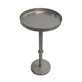 Ara 12 inch Side End Table, Vintage Sleek Pillar Base, Round Tray Top, Matte Nickel Finish B056P158068