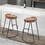 30 inch Handcrafted Backless Counter Height Barstool, Natural Brown Mango Wood Saddle Seat, Black Iron Base B056P158075