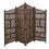 Benzara Hand Carved Foldable 4 Panel Wooden Partition Screen/RoomDivider,Brown B056P158076