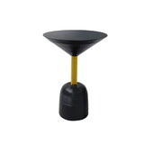 12 inch Round Cocktail Side End Table, Aluminum Cast Top and Dome Base, Black, Brass B056P158081
