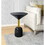 12 inch Round Cocktail Side End Table, Aluminum Cast Top and Dome Base, Black, Brass B056P158081