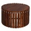 Myla 31 inch Handcrafted Round Coffee Table with Vertical Planks, Iron Rivets, Dark Walnut Brown Acacia Wood B056P158087