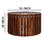 Myla 31 inch Handcrafted Round Coffee Table with Vertical Planks, Iron Rivets, Dark Walnut Brown Acacia Wood B056P158087