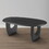 43 inch Coffee Table, Handcrafted Acacia Wood, Cut Out Rounded Panel Legs, Black B056P160031