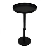 Ara 12 inch Side End Table, Vintage Sleek Pillar Base, Round Tray Top, Matte Black B056P161659