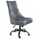 Leatherette Wooden Frame Swivel Gaming Chair, Gray and Black B056P161665