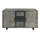 55 inch Industrial Style Sideboard Console with 2 Cabinets, Iron Handles, Matte Gray Mango Wood B056P161667