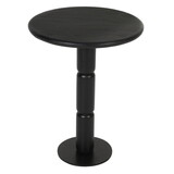 24 inch Side End Table, Round Top with Turned Pedestal Base, Handcrafted Sandblasted Matte Black B056P161668