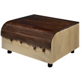 36 inch Modern Mango Wood Coffee Table, Drip Design Walnut Brown Surface, Oak White Frame B056P161670