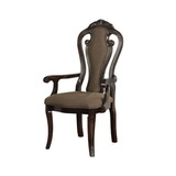 25 inch Handcrafted Dining Armchair, Open Fiddle Back, Set of 2, Solid Wood Dark Walnut Frame B056P161685