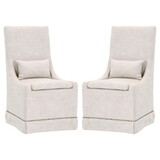 Dining Chair with Slip on Cover and Nailhead Trim, Set of 2, Cream B056P161694