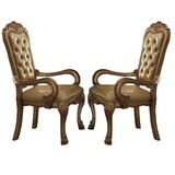 24 inch Wide Dining Chair, Vegan Faux Leather, Set of 2, Beige, Gold B056P161704