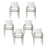 Aluminium Frame Dining Chair Set of 6 White B056P161707