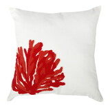 Contemporary Style Pillow with Coral Embroidery, Red and White. B056P161711