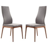 Fabric Sloped Elongated Back Dining Chair with Splayed Legs, Set of 2,Gray B056P161727