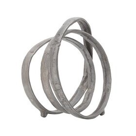 Sculpture with Metal Interconnected Ring Design, Silver B056P161738