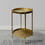 20 inch High Round Side End Table with 2 Tier Iron Frame, Matte Gold B056P162454