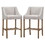 Wood and Fabric Barstool with Swooping Arms and Nail Head Trim, Set of 2, Beige and Brown B056P162457